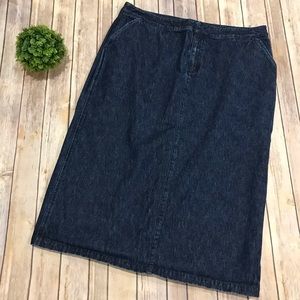 Eddie Bauer Long Modest Dark Wash Denim Jean Skirt